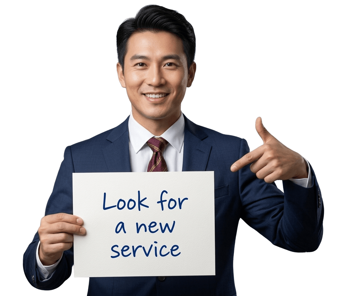 SAĜO advisor holding a new service sign